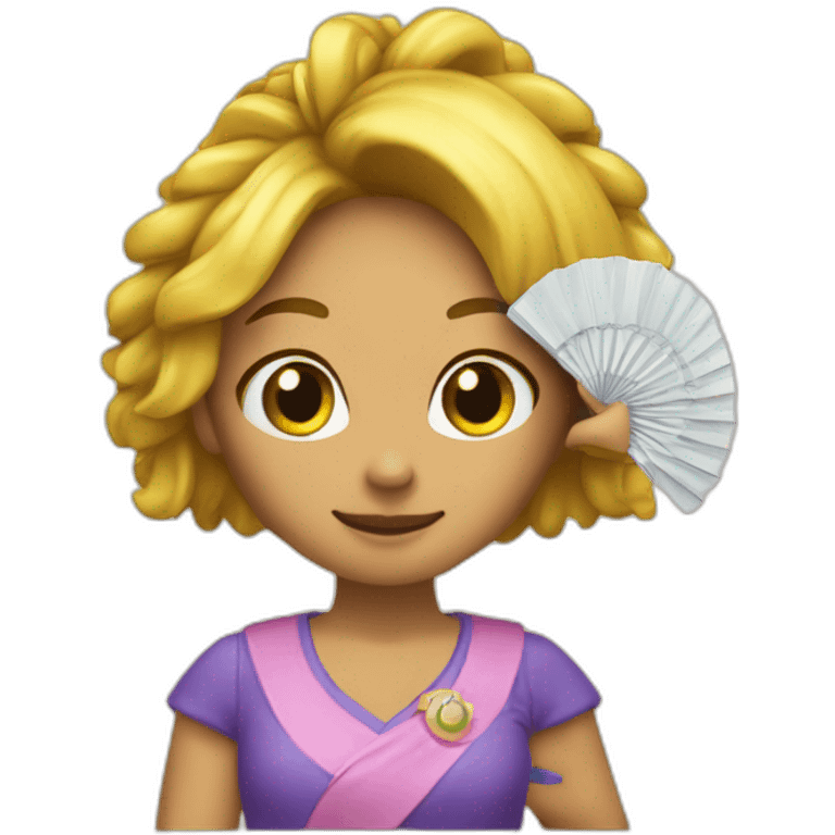 chica con abanico en la mano emoji