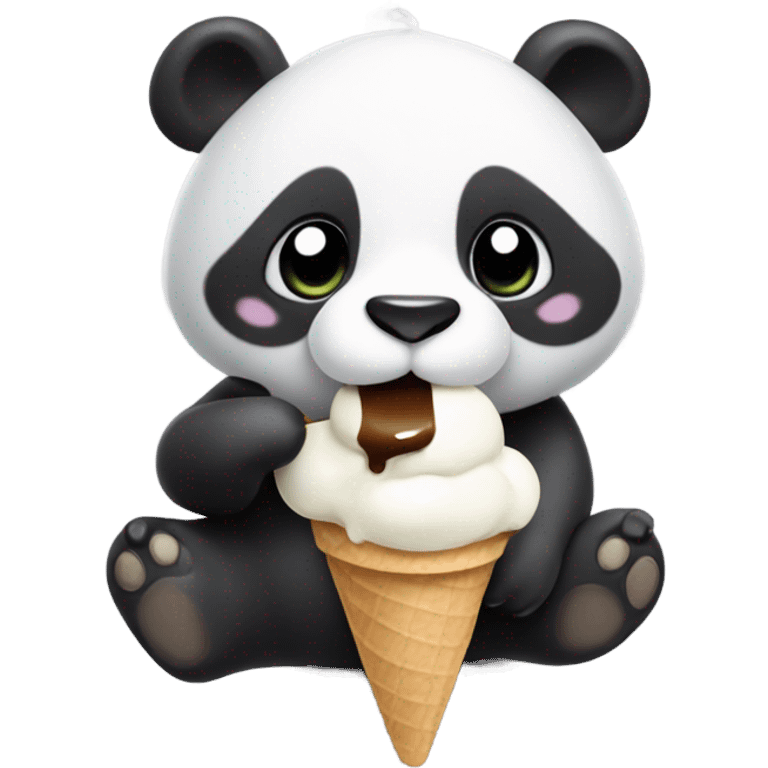 Panda eating ice cream emoji