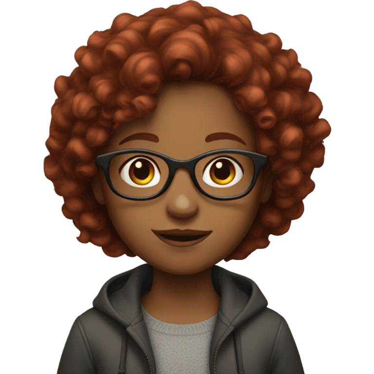 girl with curly dark red hair in glasses  emoji