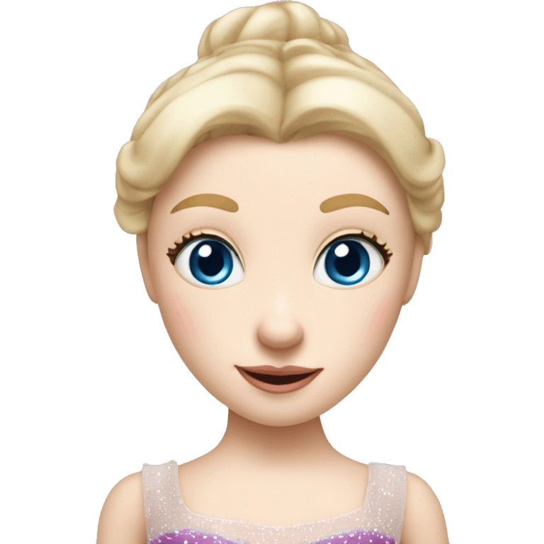 A sugar plum fairy ballerina performing in the nutcracker ballet. she has blue eyes, blonde hair, and pale skin. emoji