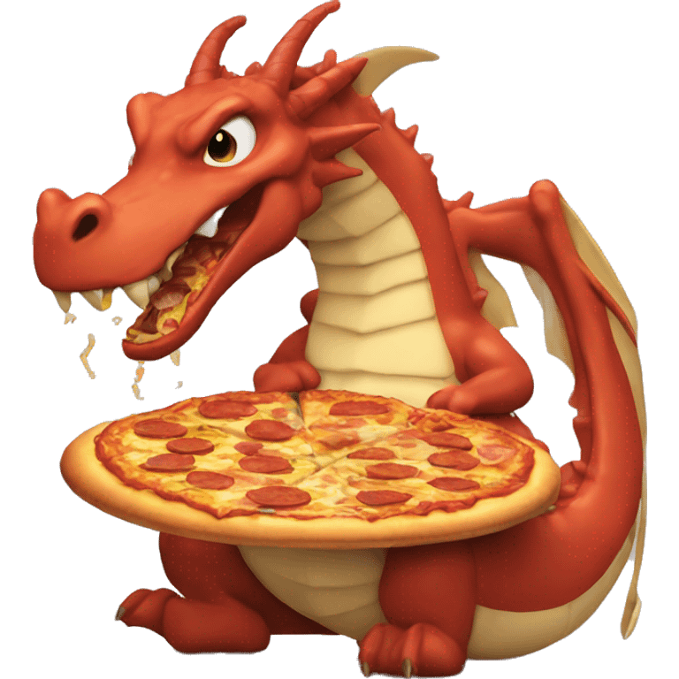 Dragón comiendo pizza emoji