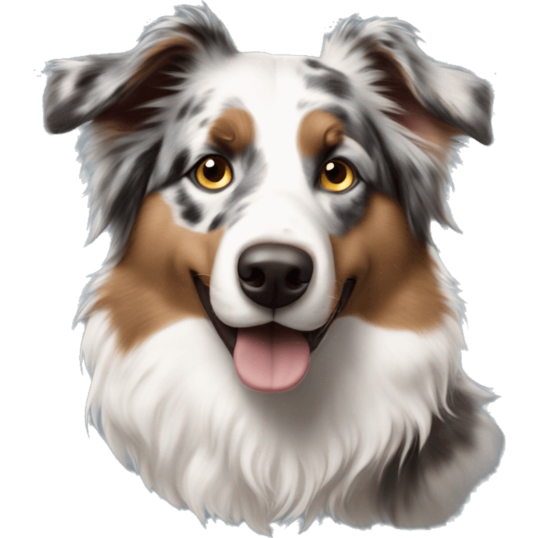 Merle Aussie shepherd with brown and blue eyes emoji