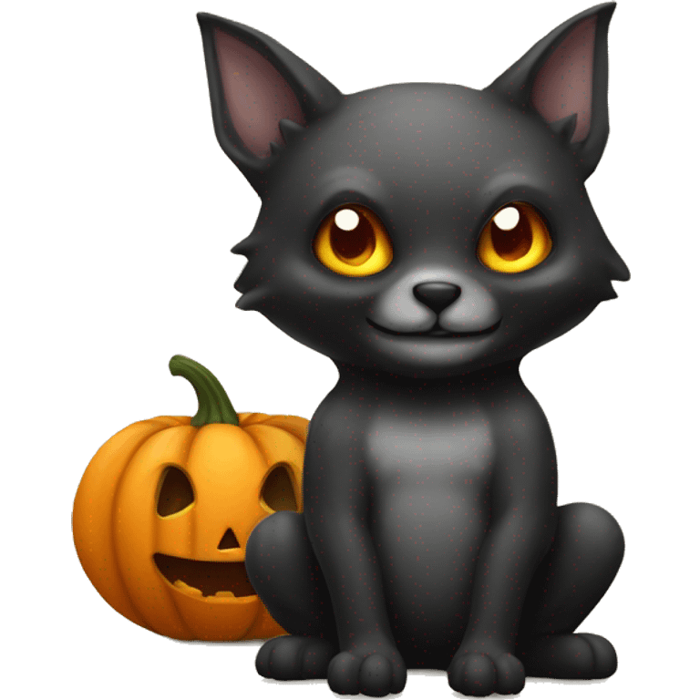 spooky animal with pumpkin emoji