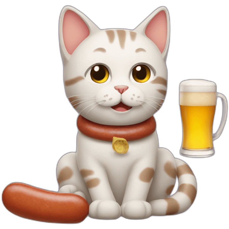 Cat with beer and sausage emoji