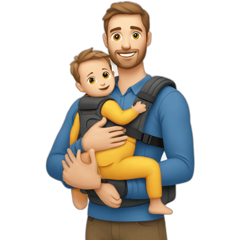 European Babywearing dad with baby ergo carrier emoji