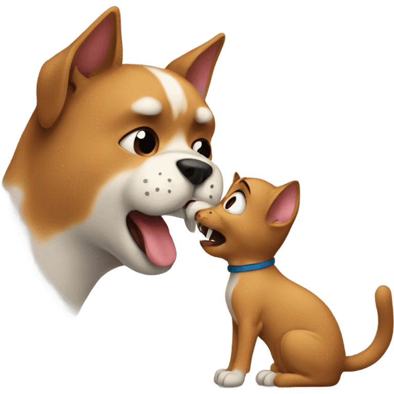 A cat slapping a dog emoji