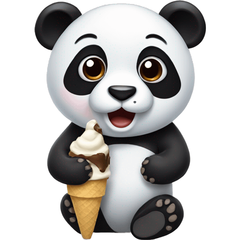 Panda eating ice cream emoji