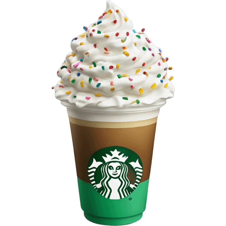 Starbucks drink with whipped cream and sprinkles  emoji