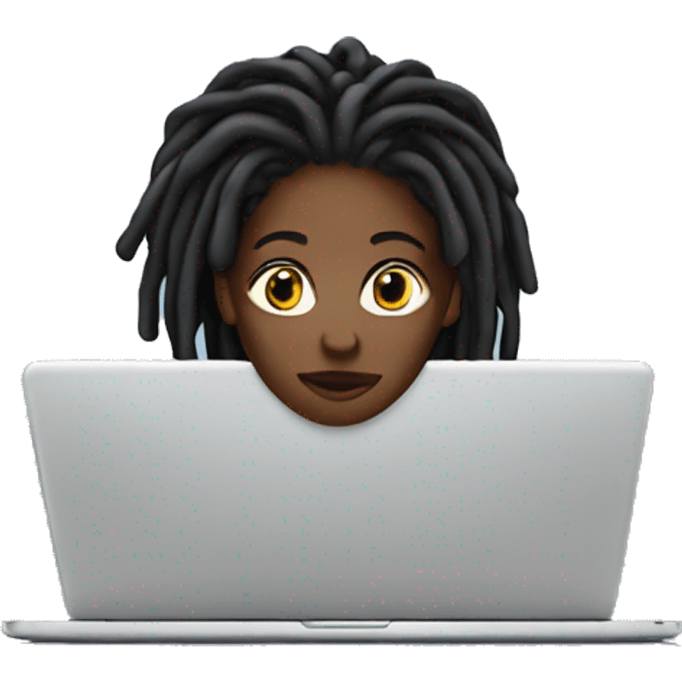 black woman with dreads behind laptop emoji