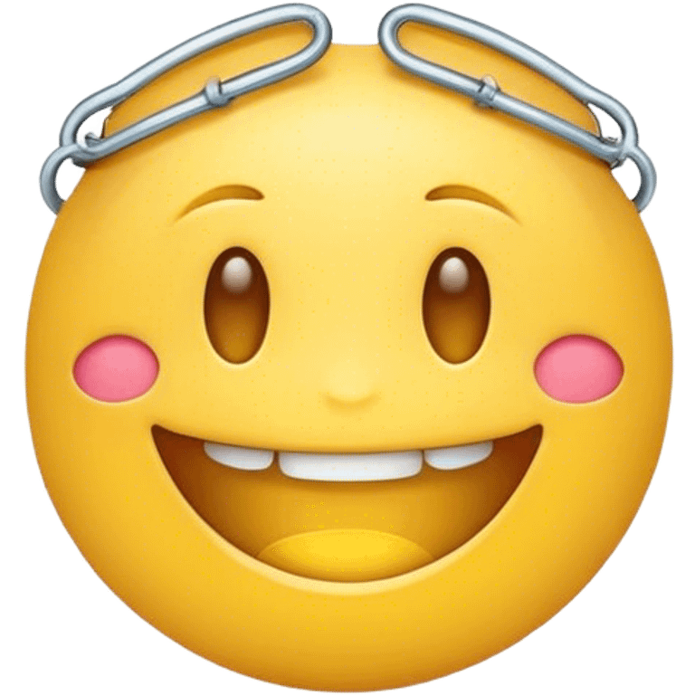 Yellow emoji smiling with braces  emoji