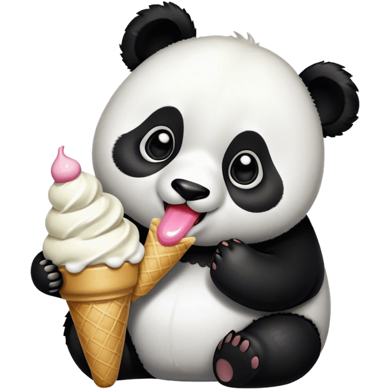 Panda eating ice cream emoji