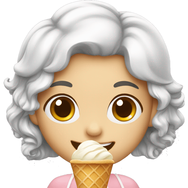 cute girl eating ice cream smiling  emoji