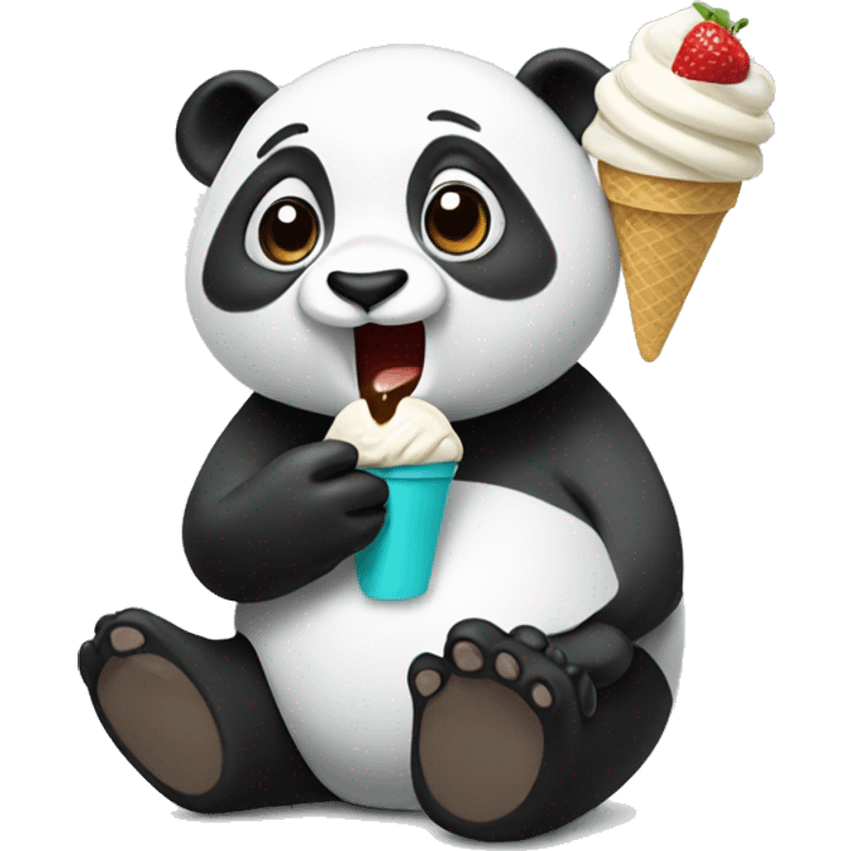 Panda eating ice cream emoji