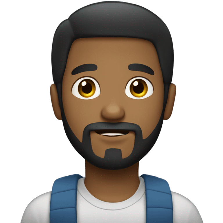 A boy with goatee beard, black hairs using his phone emoji