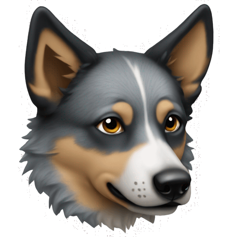 original wolf emoji but as a blue heeler emoji