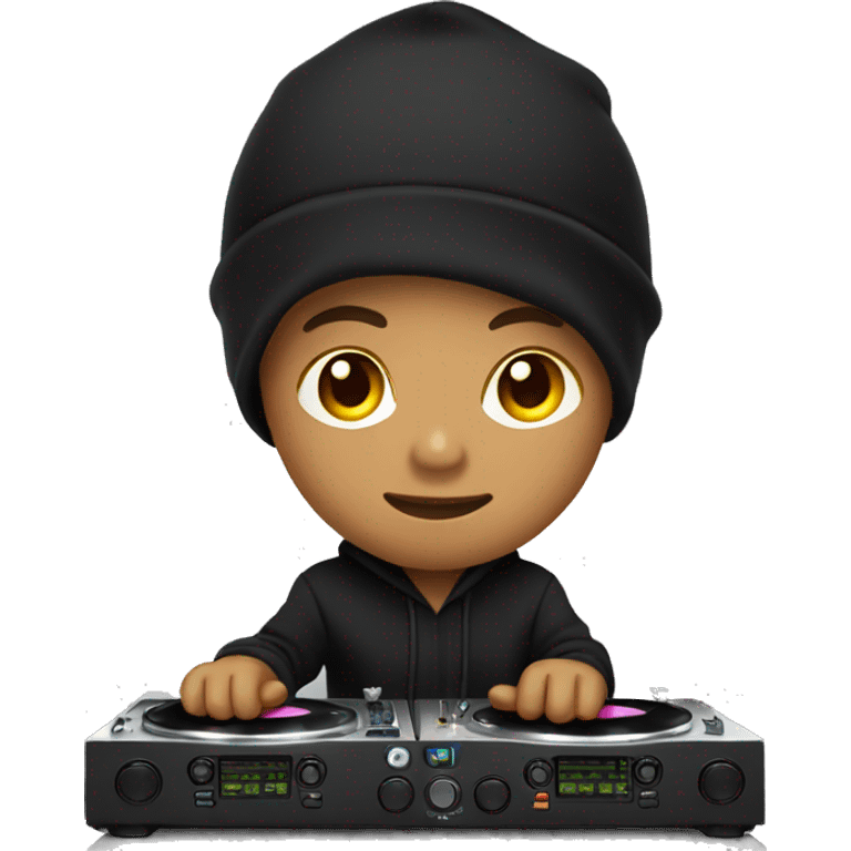 Filipino with black hoodie djing emoji