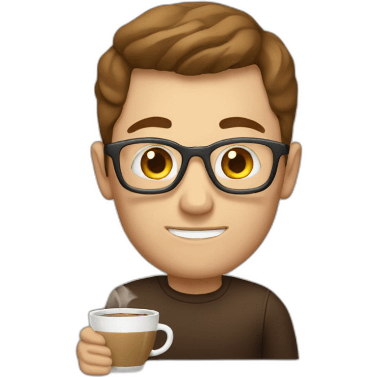 white men with glass of coffee emoji