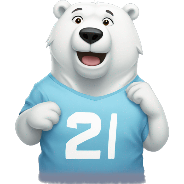 À ice bear with a t-shirt with number 22 emoji