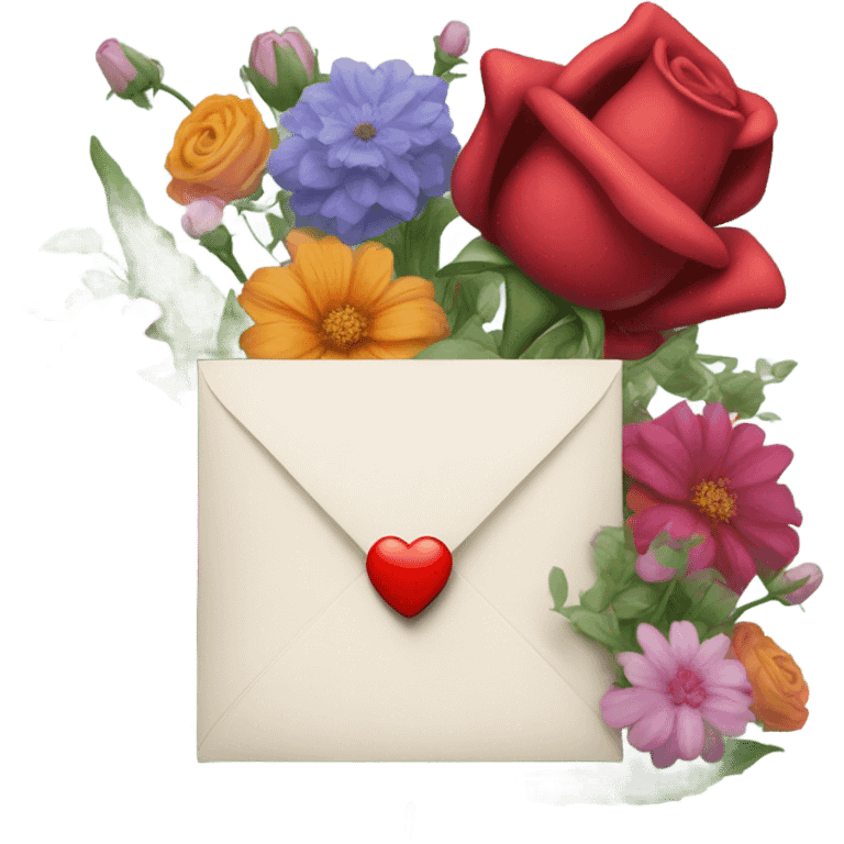 Love letter with flowers and kiss  emoji