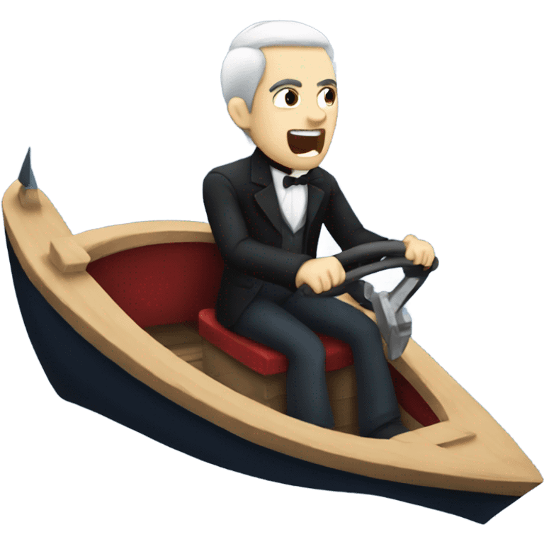 Vampire driving a boat  emoji