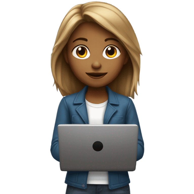 Medium hair light Brown girl, computer science intern with a laptop  emoji