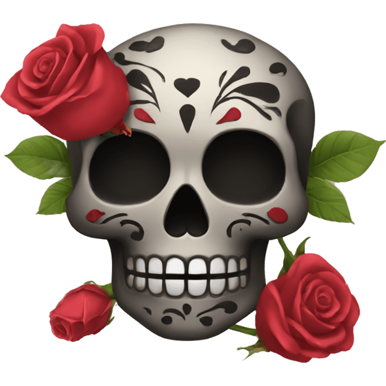 Calavera con rosas negras emoji