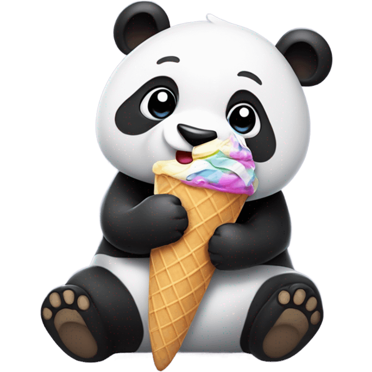 Panda eating ice cream emoji