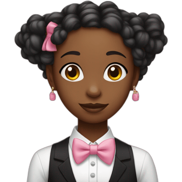 black girl with pink locs holding tuxedo cat emoji