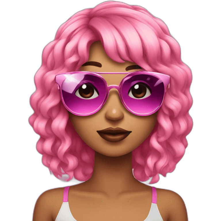 Dj mulher cabelo curto e franja rosa emoji