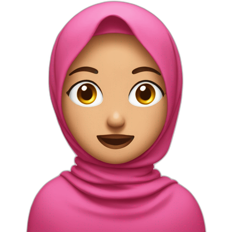 head of a girl wearing a pink hijab and stuck out tongue winking eyes emoji