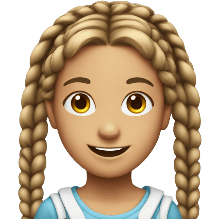 smiling girl with twin braids emoji