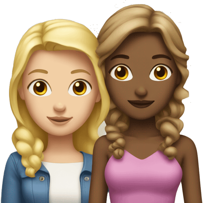 Blonde woman and brown haired woman besties  emoji