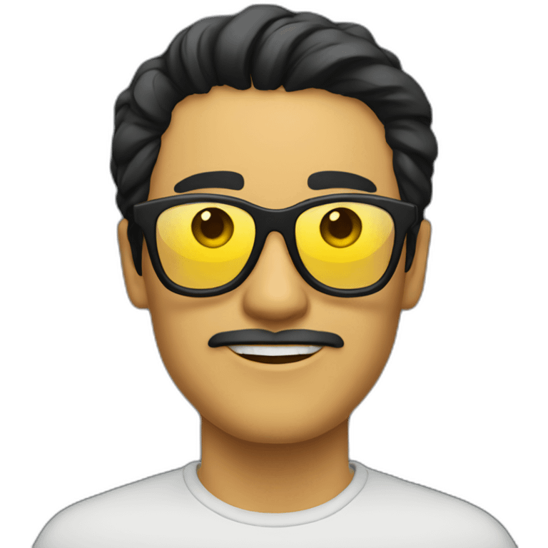 Man with yellow tinted glasses and black hair  emoji