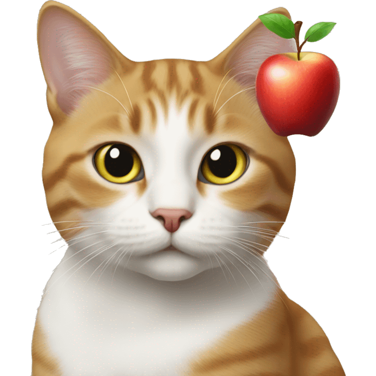 Cat with apple emoji