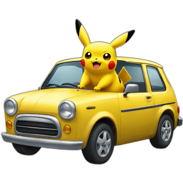 Pikachu driving a car emoji