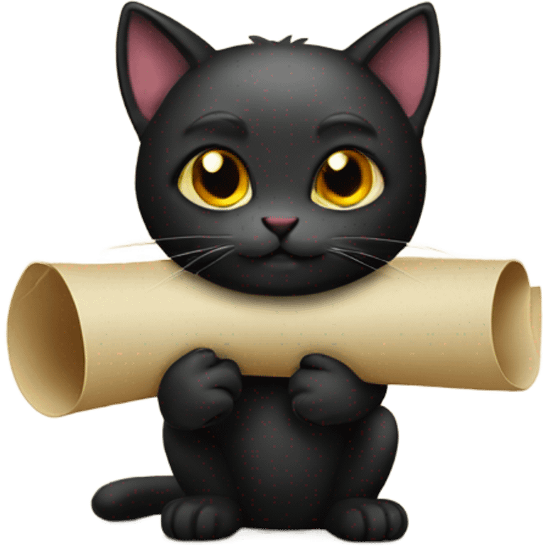 black cat holding scroll emoji