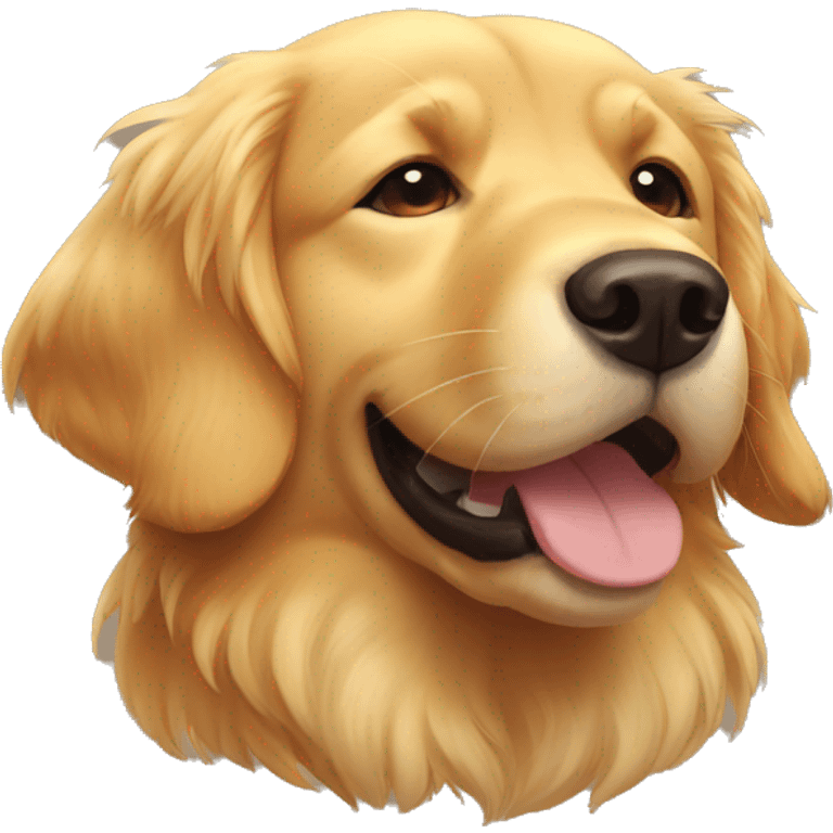 golden retriever with one eye closed and the other open😉 emoji