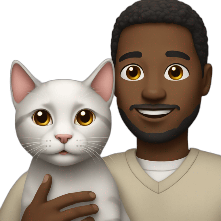 a black man with a cat emoji