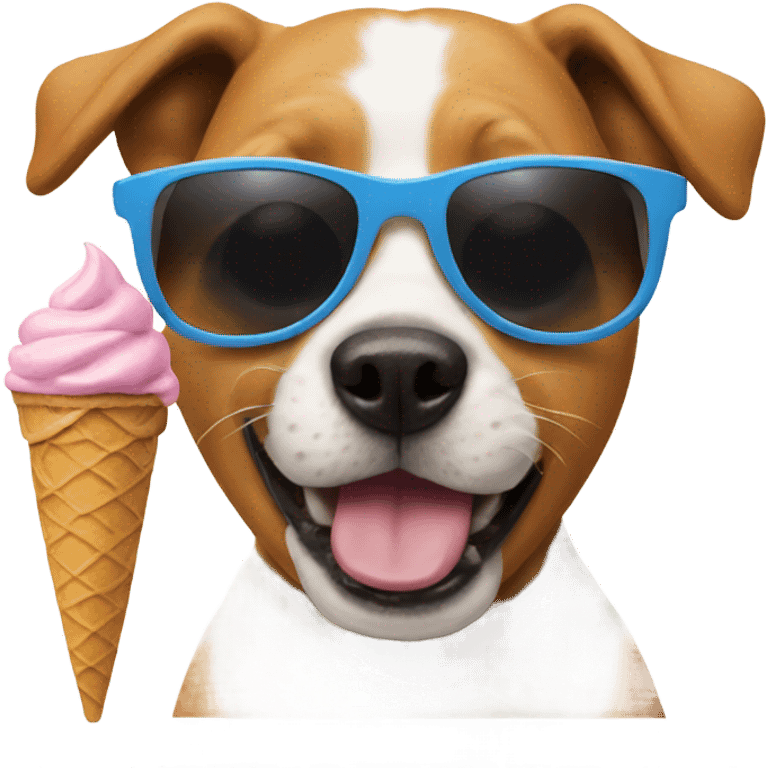 dog eating ice cream with sunglasses emoji