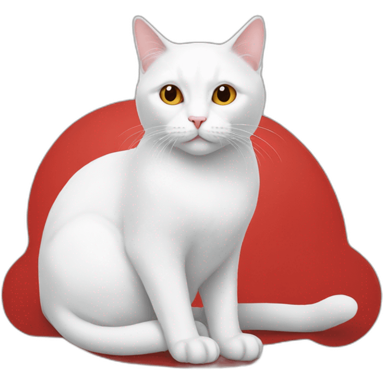 white cat sit on red cat emoji