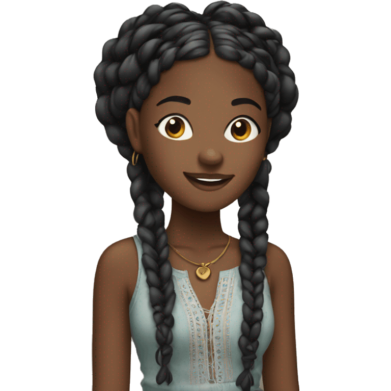 Black girl with boho braids emoji