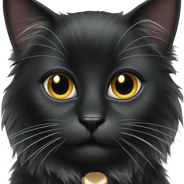 black cat domestic long-haired with white spot on the mouth emoji