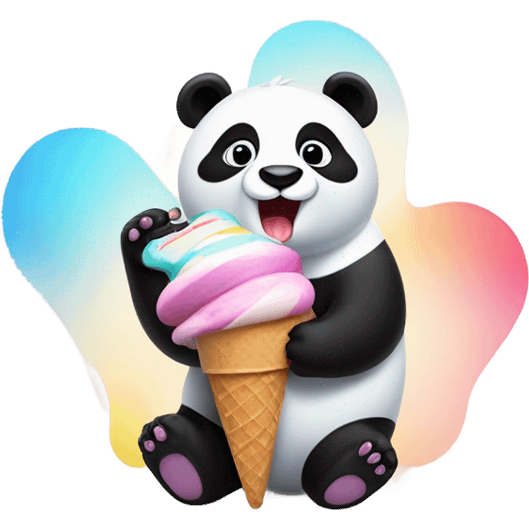 Panda eating ice cream emoji