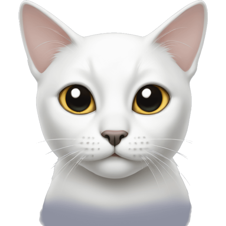 White cat with black on ears  emoji