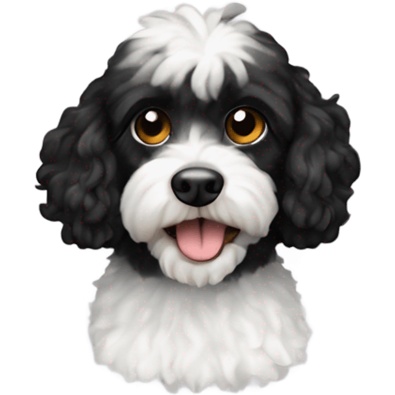 Black Cavapoo with white fur on chest emoji