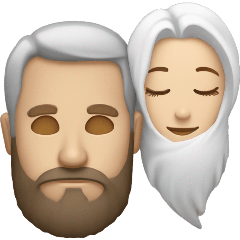 Guy beard with lady sleeping togther emoji