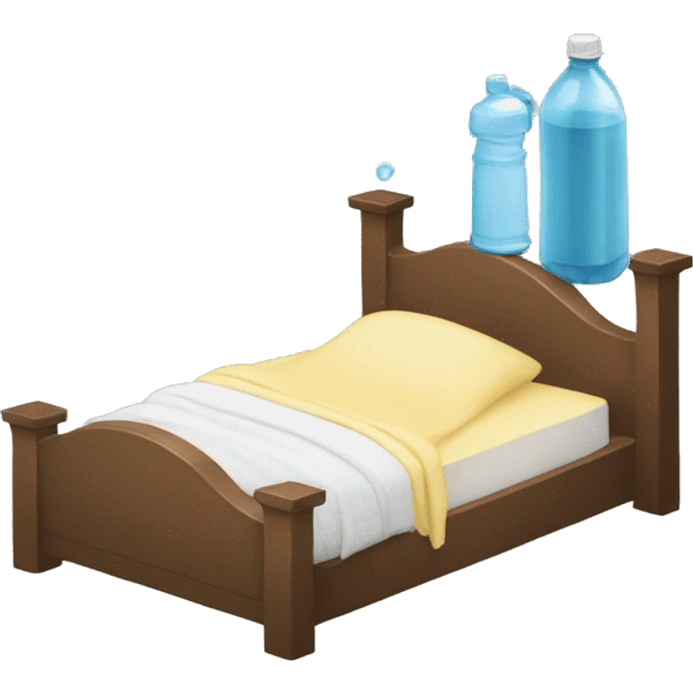 bed with water bottle on it  emoji