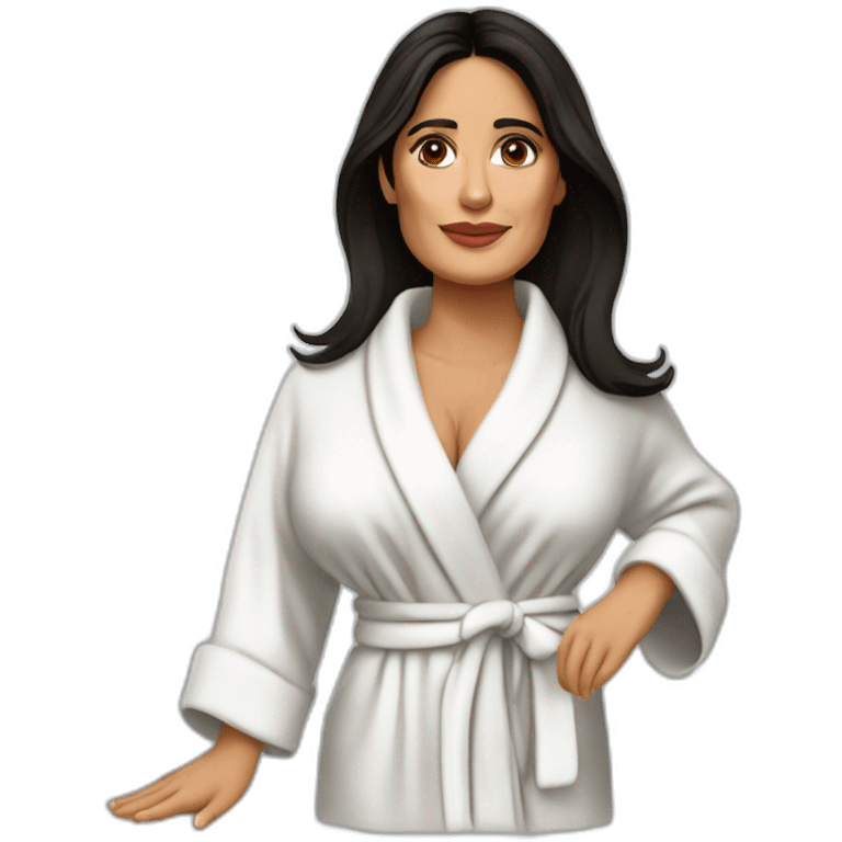 bosomed salma Hayek in a bathrobe emoji