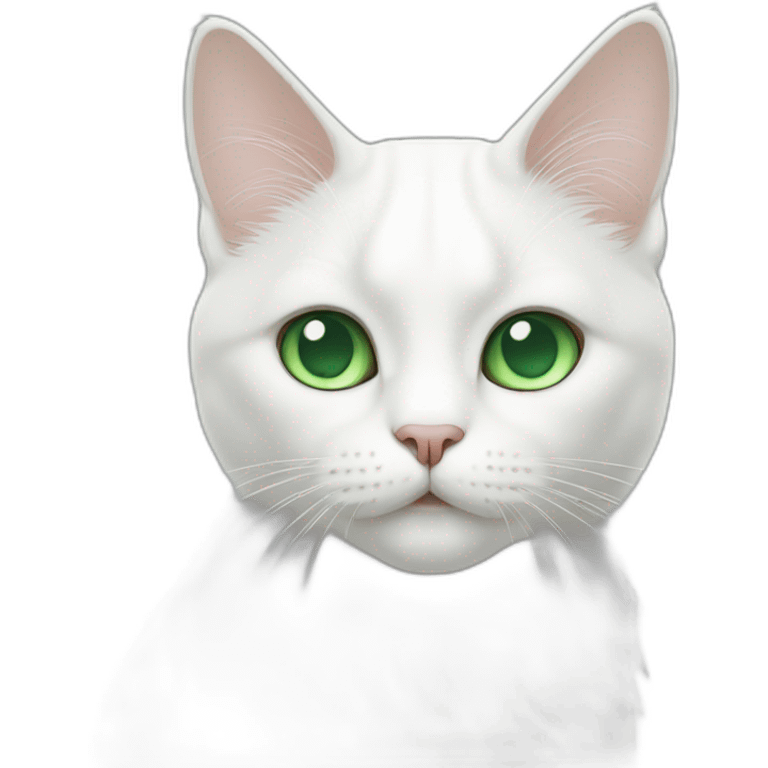 White cat with cute Green eyes emoji