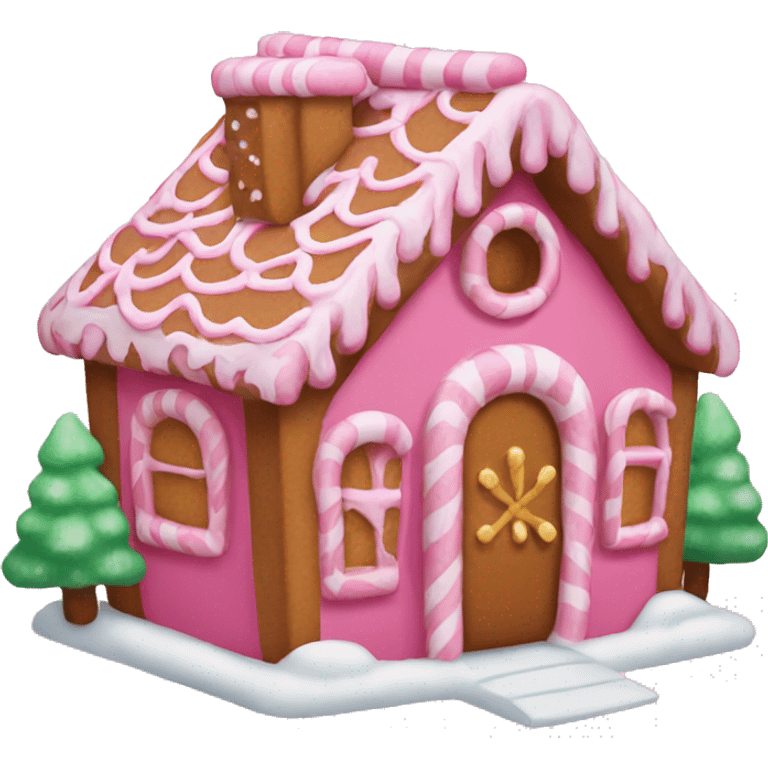 Pink gingerbread house emoji